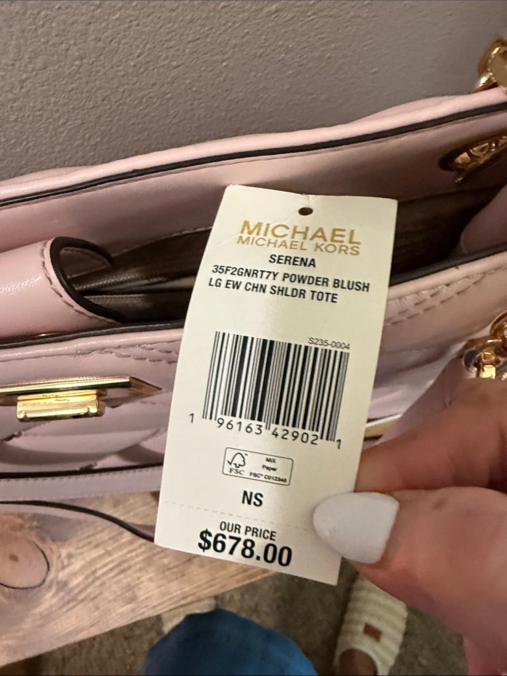 Michael Kors Serena Large Powder Blush Shoulder Bag NWT